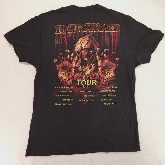Disturbed 2022 Tour Band Graphic T Shirt Adult Mens Size Extra Large XL Black - Picture 9 of 9